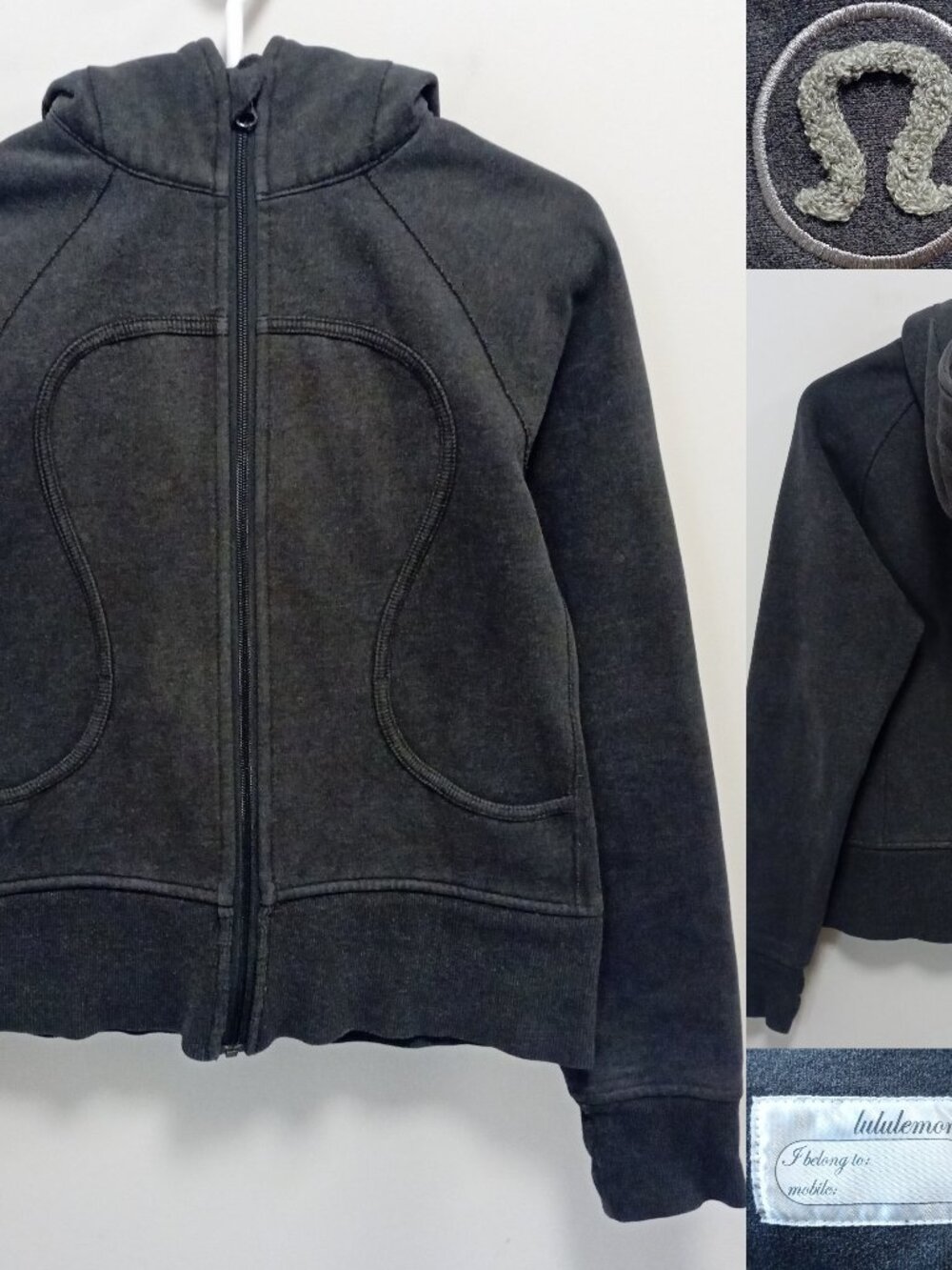 Lululemon Scuba Hoodie Gray Woman's Size 8 Medium High-Neck Full Zipper Jacket